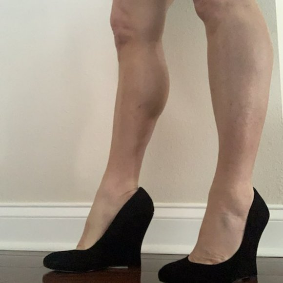 Black Suede Wedge Pumps by Nine West - Picture 8 of 8